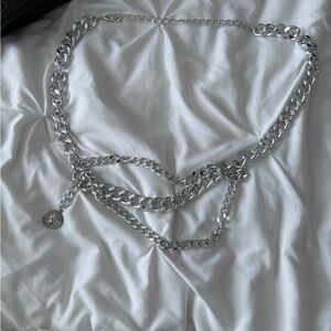 Silver Chain Belt with Pendant
